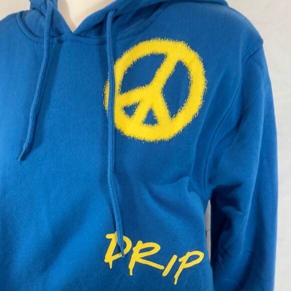 Brooklyn Cloth “Drip All Day” blue smiley hoodie size medium NWT - Picture 4 of 8